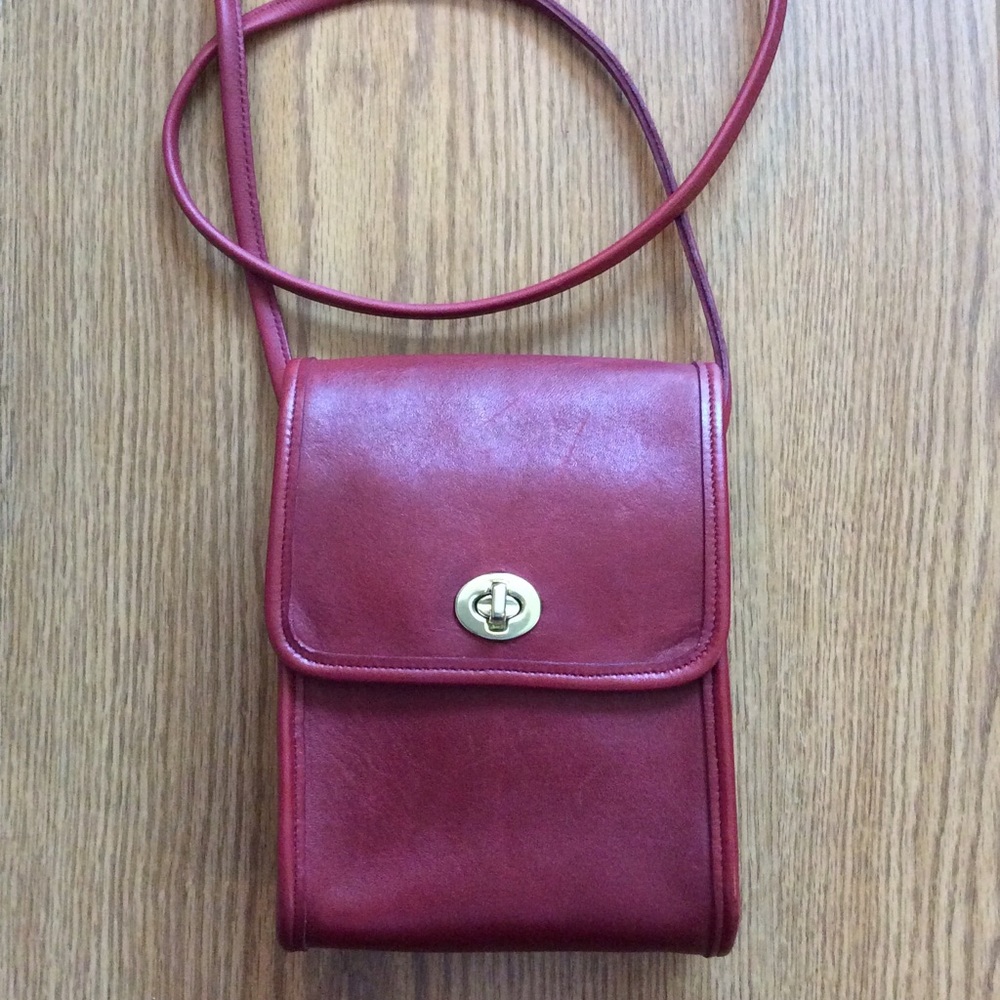 Vintage Coach Scooter Bag-Red leather